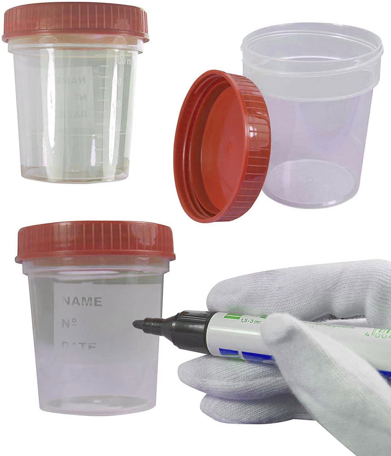 [Australia - AusPower] - SUMEDTEC 10 Pack (120ml) Sterile Urine Analysis Containers with Airtight Lid and Name Tag 