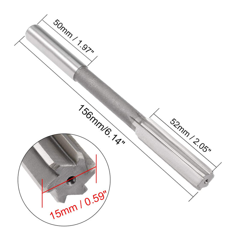 sourcing map 15mm Tension Reamer HSS H7 6 Straight Flutes Machine Router Tool
