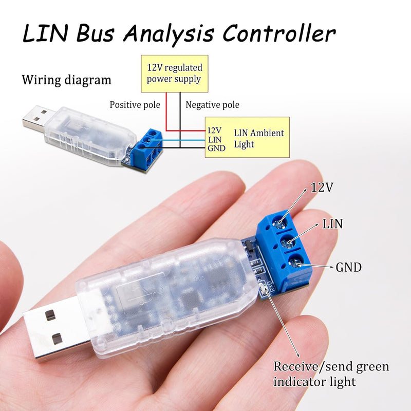 [Australia - AusPower] - ZORZA 1Pcs CAN Bus Analyzer LIN Controller Support 16 Channels USB to LIN Debugger Powerful 12V 0.5A Output for Robust Diagnostics and Debuggin 