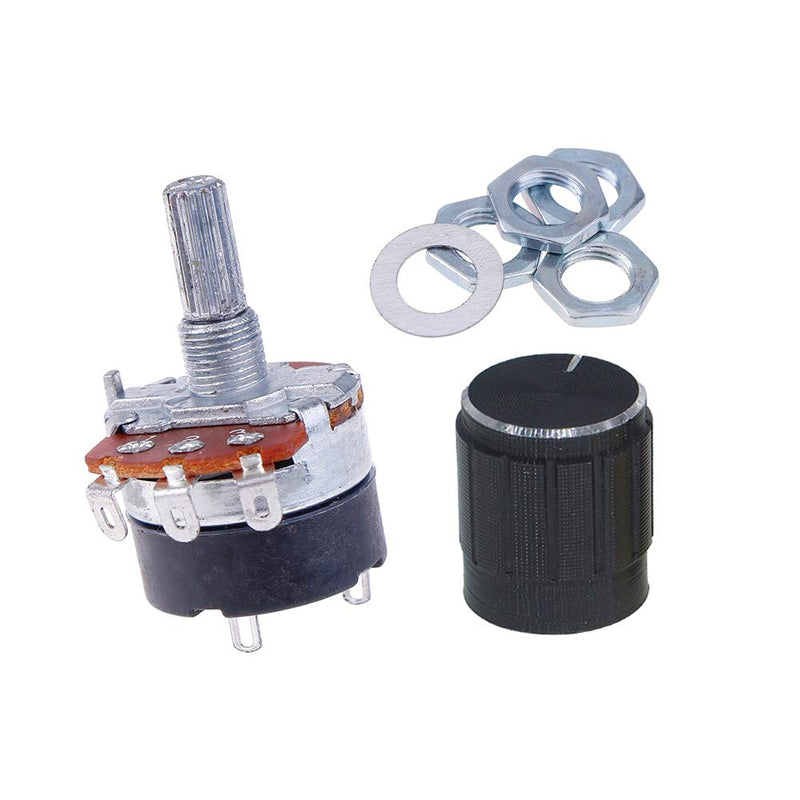 [Australia - AusPower] - 5PCS WH138 5K ohm Rotary Potentiometer with Switch, Single Turn Adjustable Resistance Speed Regulator with Alloy Knob 5K WH138 
