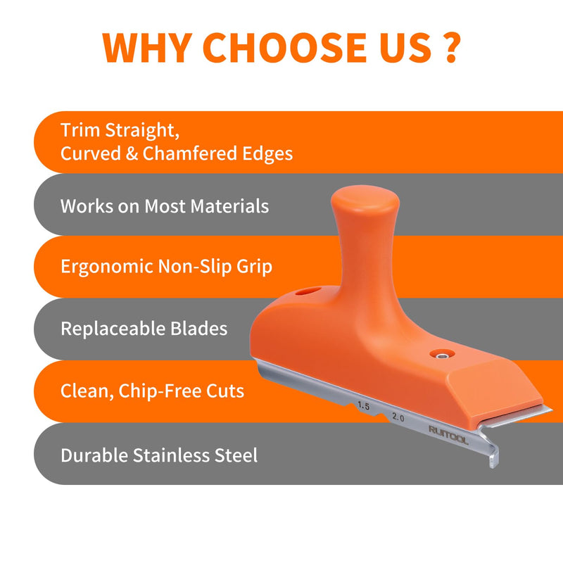 [Australia - AusPower] - RUITOOL Edge Banding Trimmer with Sharp Stainless Steel Blades and Ergonomic Grip, Suitable for Veneer, PVC, and ABS on Straight, Curved, and Chamfered Edges 