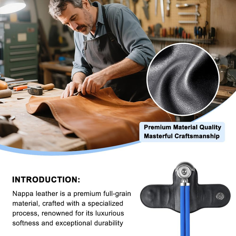 [Australia - AusPower] - Stethoscope Holder, Premium Full-Grain Nappa Leather, Strong Magnetic Clip for Secure & Easy Access, Nurse & Doctor Essential 