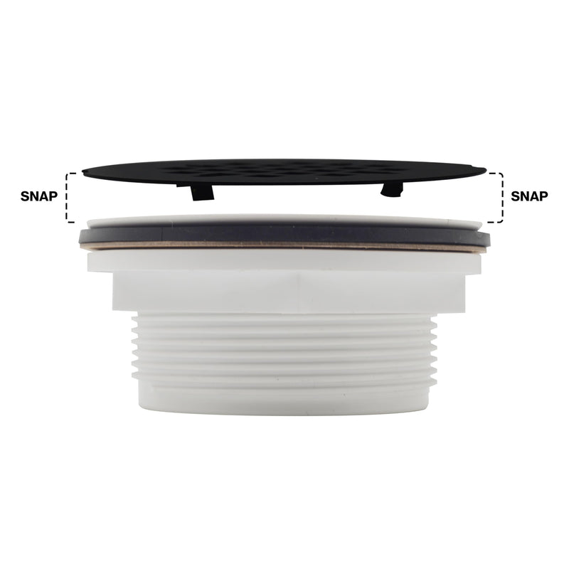 Westbrass A206P-12 2" No-Caulk PVC Compression Shower Drain with 4-1/4" Round Grid Cover, Oil Rubbed Bronze