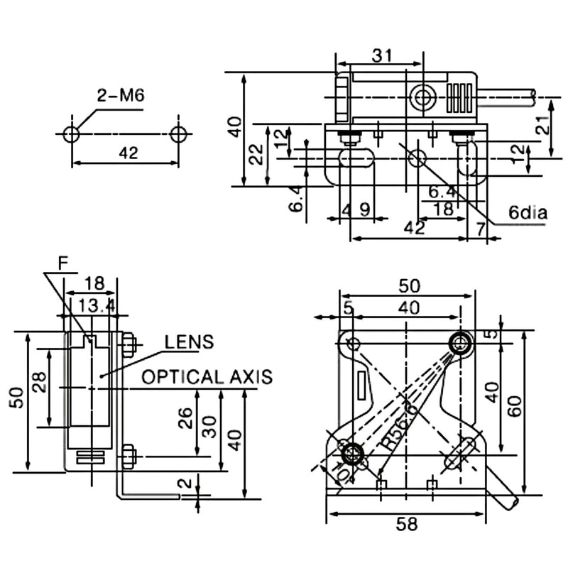 Heschen Photoelectric Switch E3JK-R4M2 DC 12-24V Feedback Reflection Type Detection Range 4m with Reflector Plate