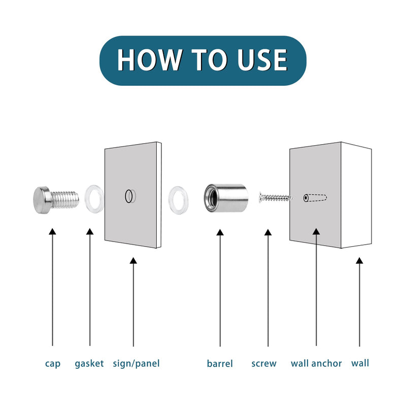 [Australia - AusPower] - Standoff Screws for Acrylic 1/2 x 3/4 inch Stainless Steel Wall Sign Silver Standoff Mounting Hardware 20 Pack 
