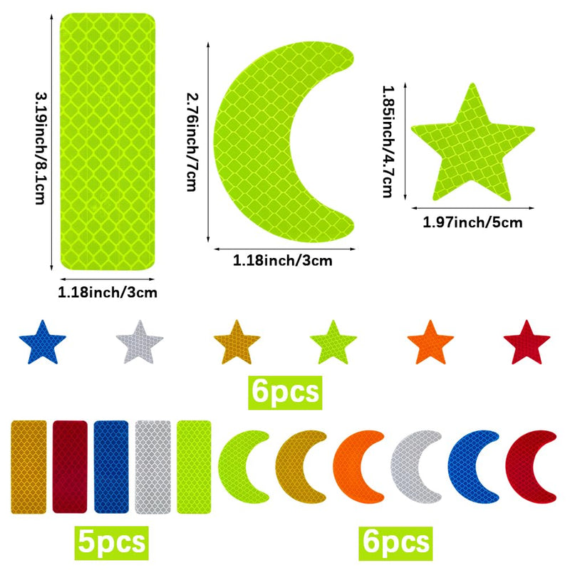 37Pcs 3 Styles PET Reflective Stickers Adhesive Reflector Strips Waterproof ty Warning Tape Night Visibility Decals Auto Accessories for Car Bicycle Motorcycle Helmet 3.15 x1.18 Inch