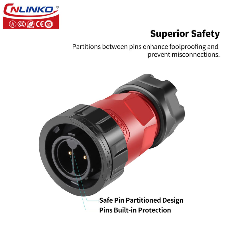 [Australia - AusPower] - CNLINKO YM-20 2 PIN Industrial Waterproof Connector,IP68 Circular Connector,PBT Plastic Shell Quick Plug Aviation Connector M20 Male Plug and Female Plug 2-Pin 