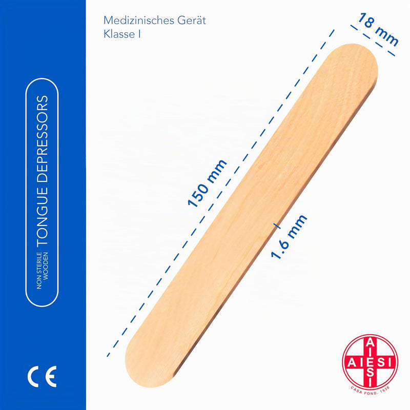AIESI Wooden Tongue Depressor, Disposable, Not Sterile (Pack of 100), Wooden Spatula for Hair Removal 100 Stück (1er Pack)
