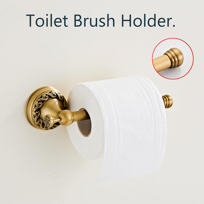 Antique Brass Toilet Paper Holder Towel Ring, Bathroom Hand Towel Holder Wall Mount Tissue Roll Holder,Semi-Circular Shape Hand Towel Holder Vintage Set 2 Pieces ﻿ Antique