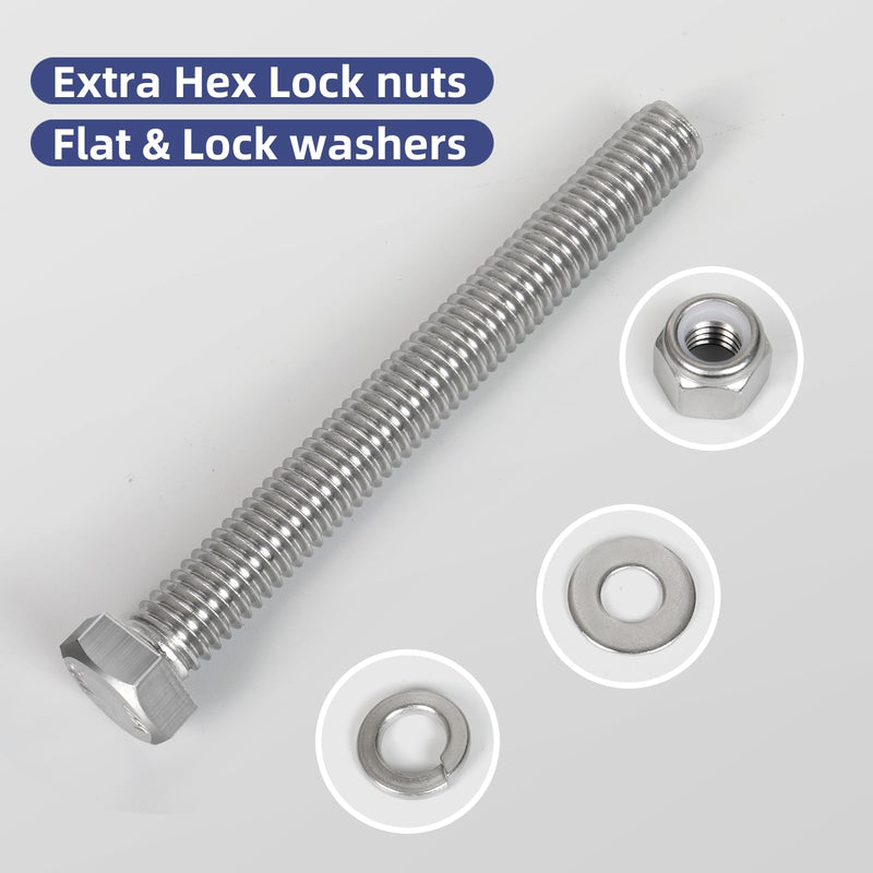 [Australia - AusPower] - (4 Sets) 5/16-18 x 6" Hex Head Screw Bolt,Lock Nuts,Flat & Lock Washers Kits,304 Stainless Steel 18-8,Fully Threaded 5/16-18 x 6" 4 