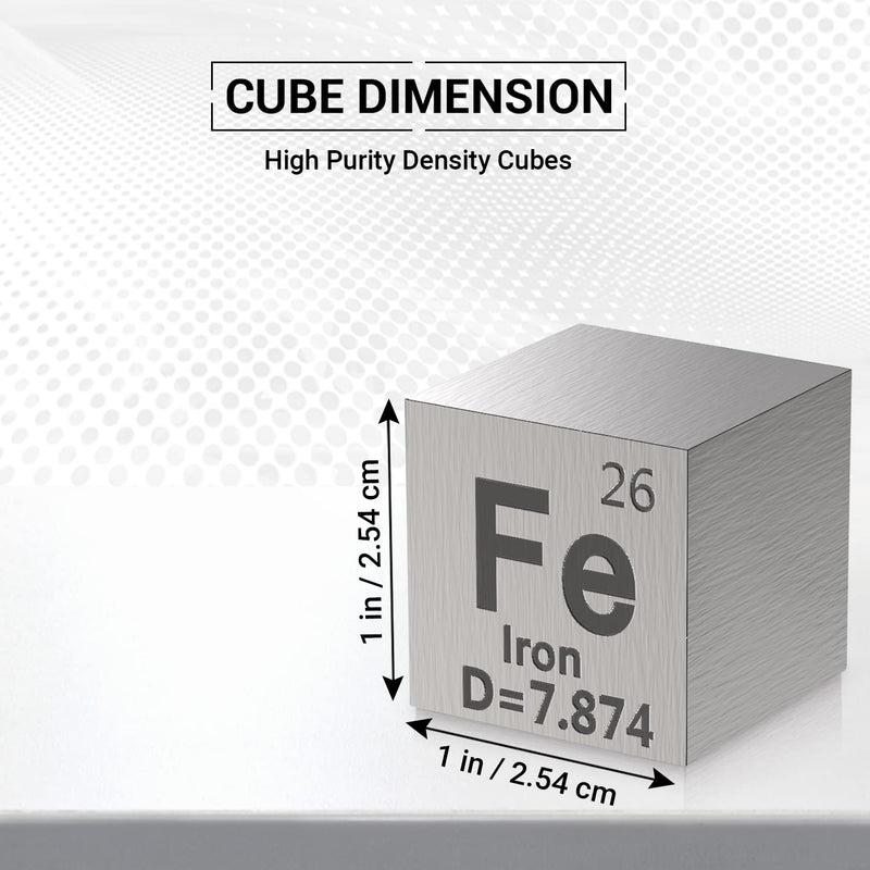 [Australia - AusPower] - Iron Cube - Metal Element Cubes - Laser Engraved Density Cube Set for a Periodic Table of Elements Collection - (Iron, 1 inch) 1 inch (25.4mm) Iron 