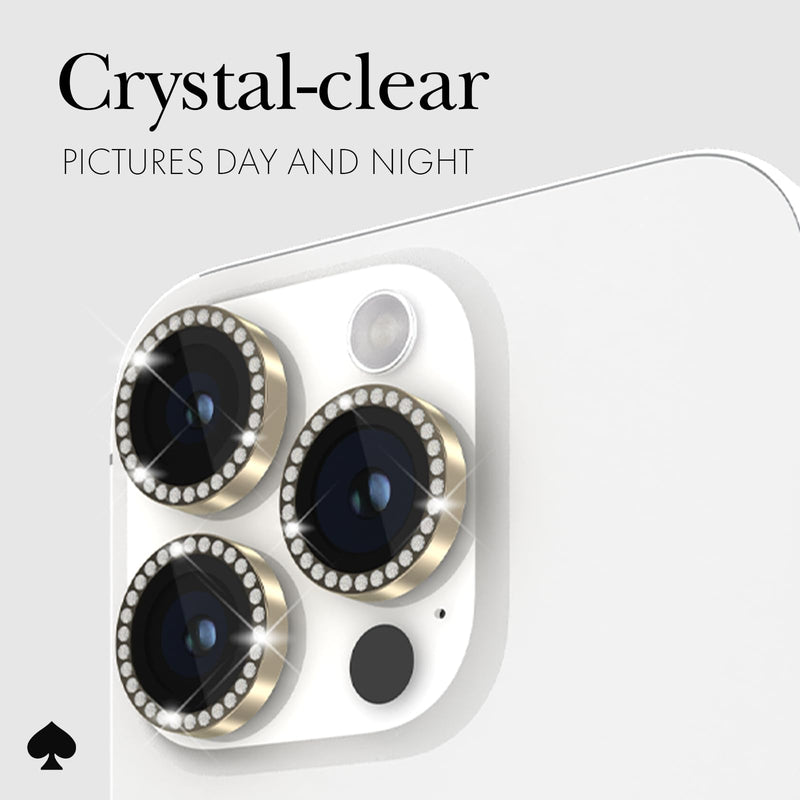 [Australia - AusPower] - Kate Spade New York iPhone 15 Pro/iPhone 15 Pro Max Camera Lens Protector with Aluminum Rings - Crystal 