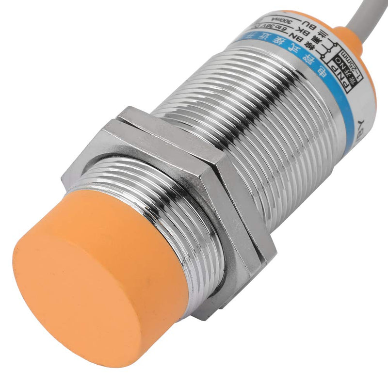 Inductive Proximity Sensor, 25mm Range 3-Wire PNP Closer Switching Detector DC 12-24V Industry 4.0 for Mechanical Engineering Manufacturing Equipment Robotics Assembly Lines