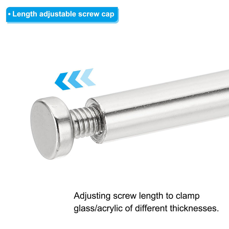 [Australia - AusPower] - PATIKIL 1/4 x 1.6 inch Sign Standoff Screws, 4 Set Stainless Steel Wall Standoff Mounting Hardware Advertising Glass Nail for Hanging Acrylic Picture Frame Acrylic Panel, Silver 