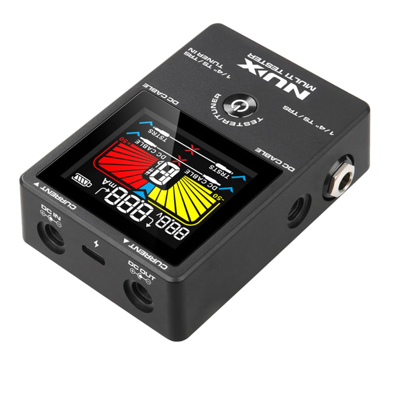 [Australia - AusPower] - NUX NMT-1 4-in-1 Rechargeable Compact Multi-Tester with Large and Intuitive Display, Featuring Patch Cable Tester, DC Cable Tester, Pedal Current, Voltage Meter, and Tuner Functions 