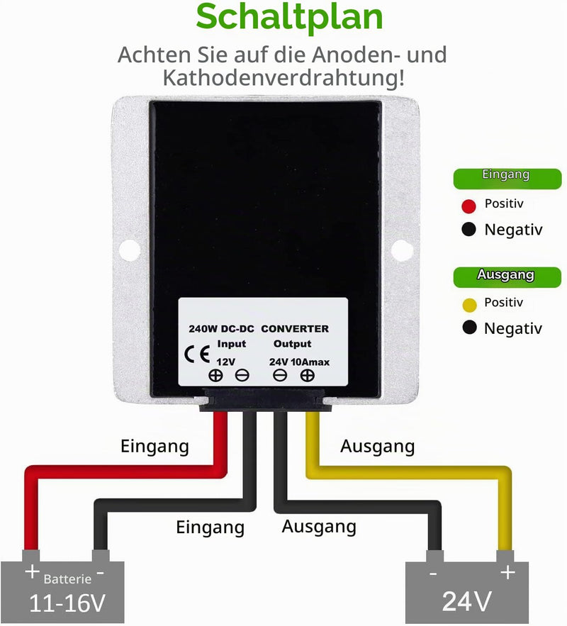 Gebildet DC/DC Voltage Converter Regulator, DC 12 V Step-Up to 24 V 10 A 240 W, Step-Down Converter Waterproof 12V to 24V/10A