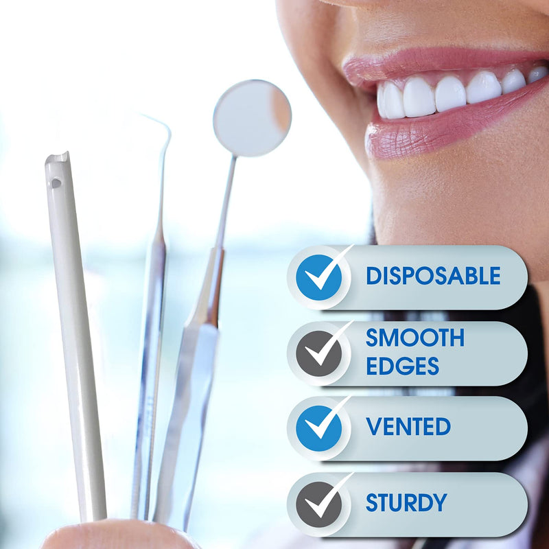 [Australia - AusPower] - High Volume Evacuator HVE Tips - 100 HVE Suction Tips Dental Disposable - Vented Evacuation Aspirator Tips with Smooth Edges (White - 100 Pack) by PlastCare USA 