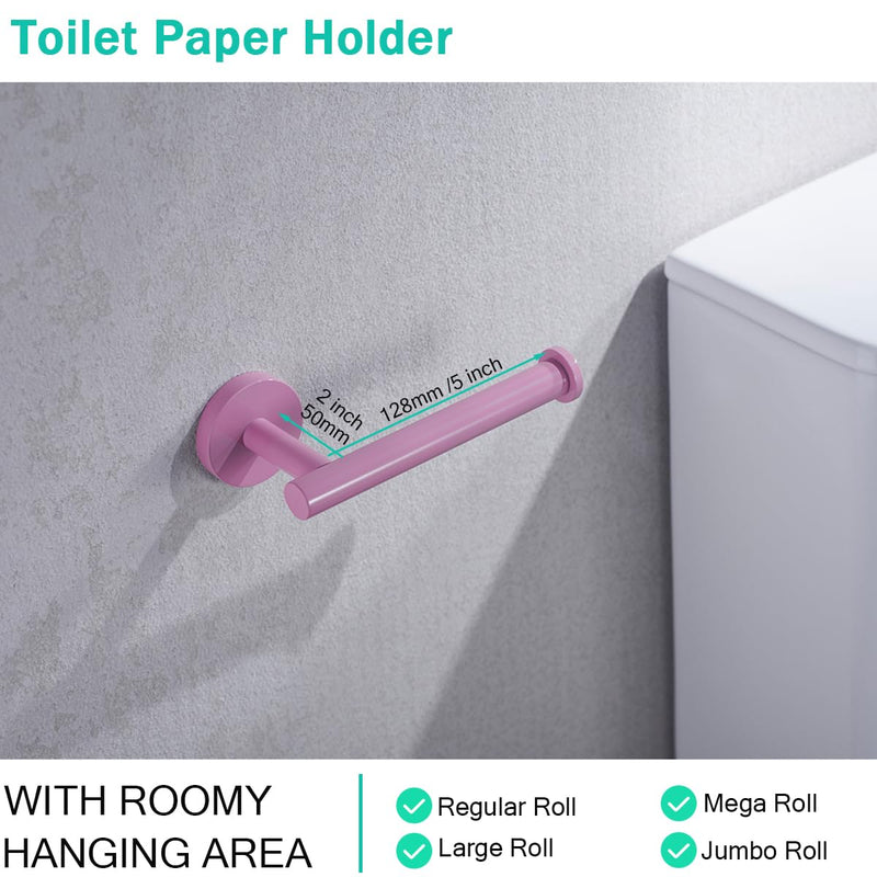 Pink Toilet Paper Holder -Sturdy Round Toilet Paper Holder Wall Mount for Bathroom, Premium SUS 304 Stainless Steel Toilet Paper Roll Holder,Drilling,Pink,96006-6PK Pink