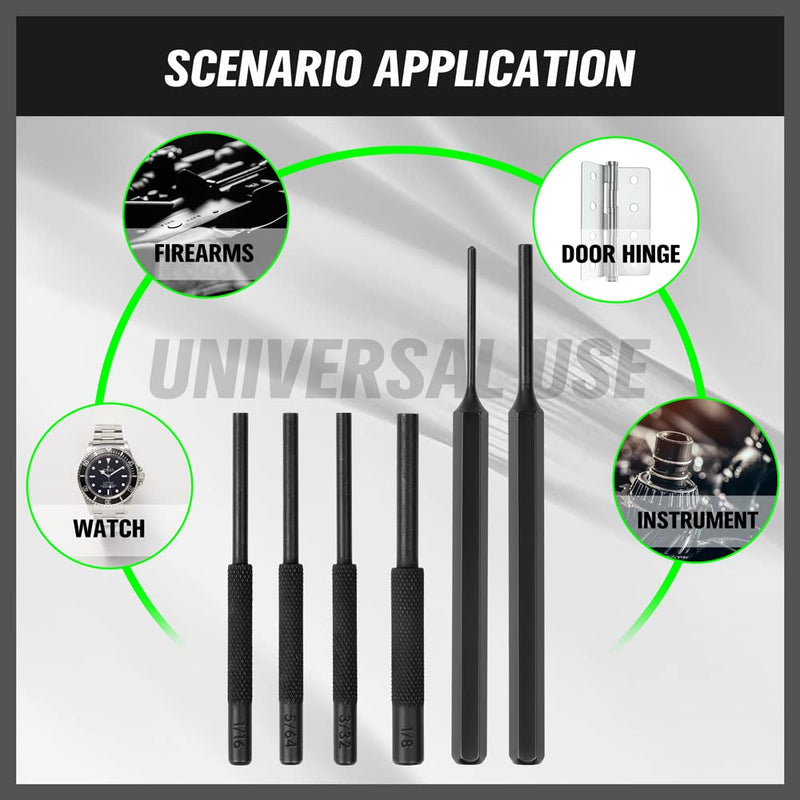 [Australia - AusPower] - SWANLAKE 7PCS Roll Pin Starter Punch and Bolt Catch Install Punch Set, 1/16", 5/64", 3/32", 1/8" 