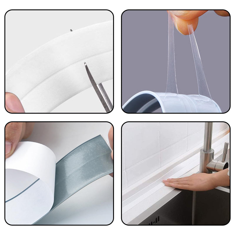 [Australia - AusPower] - Waterproof Caulk Tape Sealant Strip, 1.5" W x 10.5'L PVC Sealing Tapes for Kitchen Bathroom Bathtub Countertop Toilet Sink (Beige) Beige 1.5x10.5" 1Pcs 