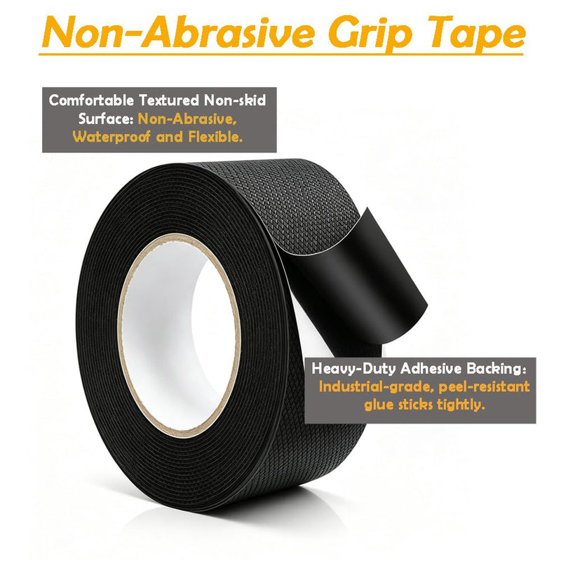 Black Rubber Grip Tape 2 Inch, 16.4Ft, Non-Abrasive Waterproof Anti Slip Tape, Strong Adhesive Non Slip Tape for Handles, Cushion Pad for Indoor & Outdoor, Making Surfaces Safer