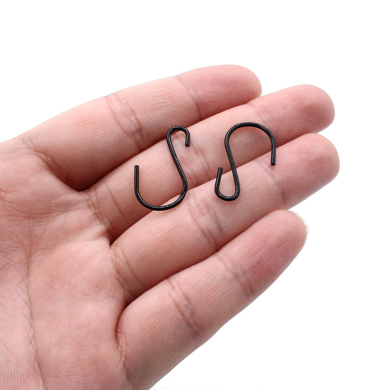 [Australia - AusPower] - 120pcs Mini S Hooks for Hanging Plants Clothes, Small S-Hooks Heavy Duty, Metal S Shaped Hooks, Black S-Shaped Hook, 1 Inch/26mm 120pcs 