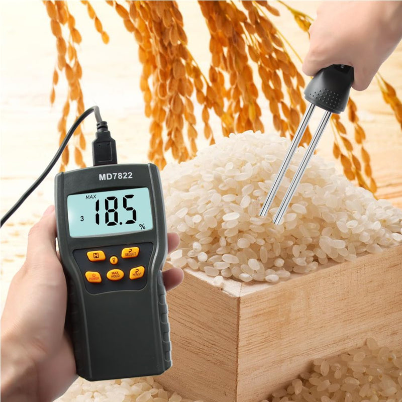[Australia - AusPower] - Detector, Professional Digital MD-7822 Tester, Meter Portable Water Content Analyzer for Tea Corn Straw Bran Soybean Meal Grains 