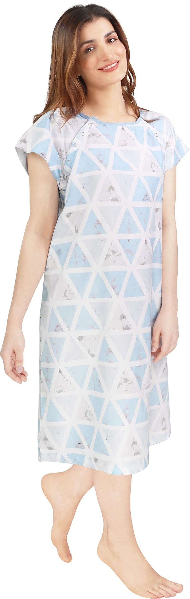 [Australia - AusPower] - NY Threads Women's Hospital Gown Soft and Stylish Patient Gown, 2XLarge-3XLarge, Triangle Blue 