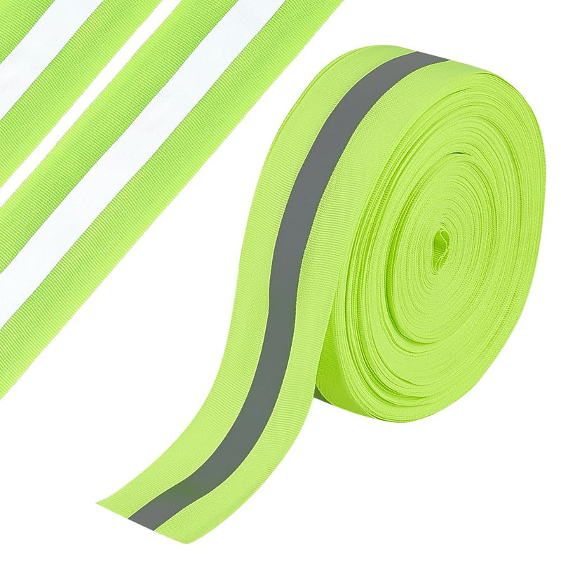 OLYCRAFT 2 Inchx54.7 Yards Reflective Ribbon Green Sew On Reflective Tapes Silver Sew On Warning Strip High Visibility Reflection Tape Strip for Clothing Trim Decor Jacket Backpacks Pet Collars