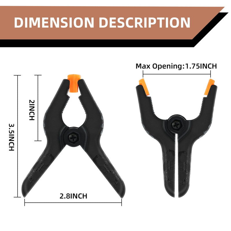 [Australia - AusPower] - 16 Pack Spring Clamps - 3.5 Inch Small Clamps for Backdrop Stand, Heavy Duty Clamps, Plastic Clips for Crafts and Backdrop Clips Clamps - Backdrop Clamps for Crafts, Woodworking, Photography, Outdoor 