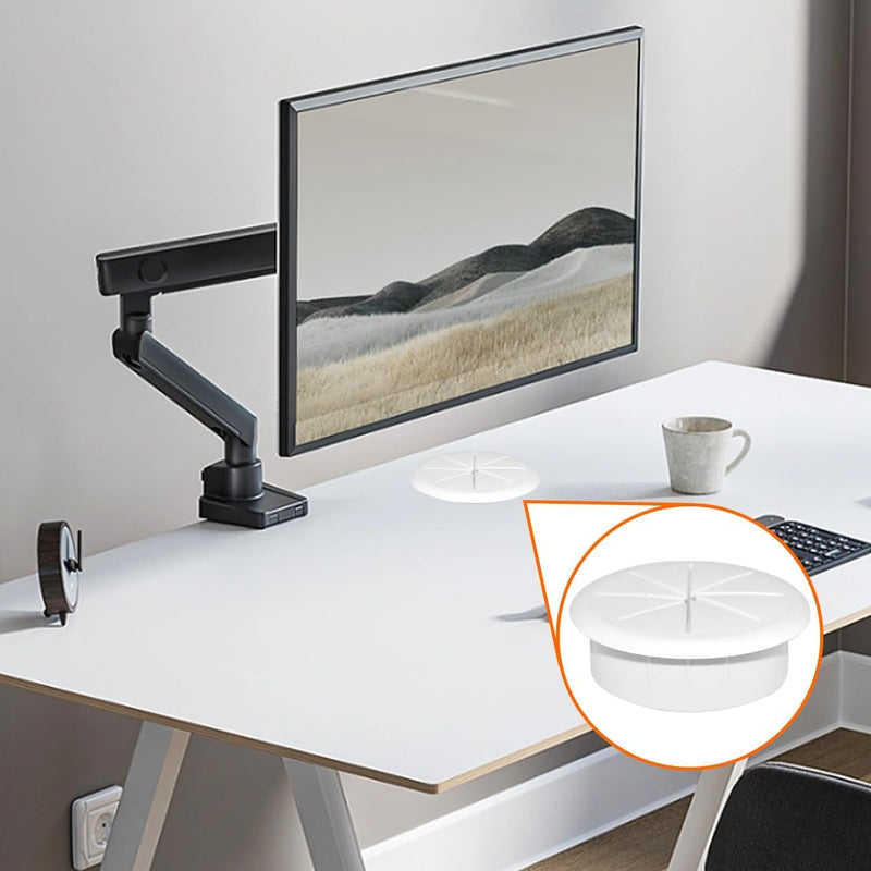 [Australia - AusPower] - 2Pcs Flexible Desk Grommet, HONSNkS 2 Inch Cable Cord Hole Plug Wire Hole Cover for Desktop Equipment Wiring Management and Protection (White) White 