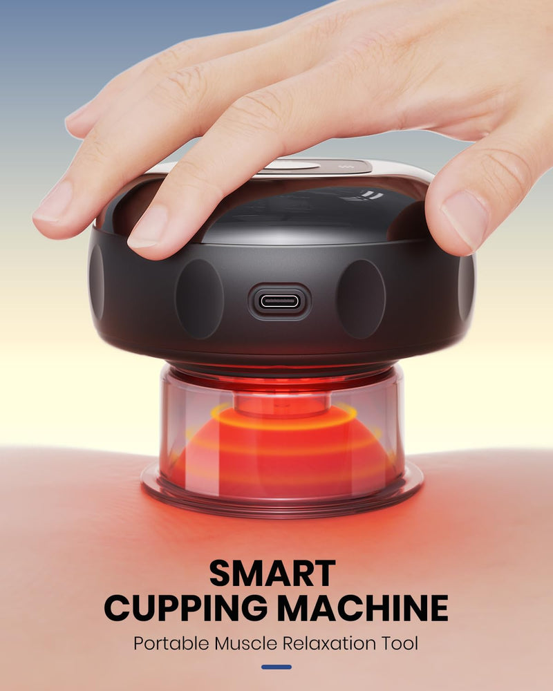EURPMASK Choose the color of europe 5-in-1 Electric Cupping Kit with Red Light - 24 Levels Adjustable Suction & Heat, One-Touch Control, Portable Muscle Relaxation Tool (Single) Single