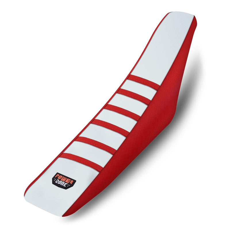 Dirt Bike Seat Cover Universal - Ribbed Gripper Pit Bike Seat Cover for Motorcycle Enduor Motocross Red-White
