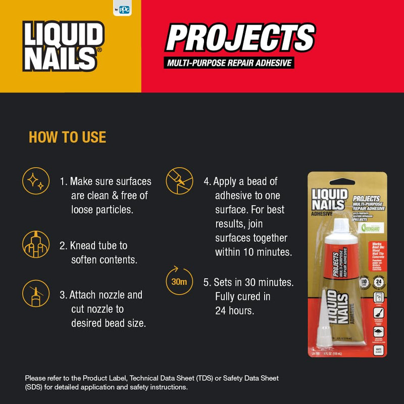 [Australia - AusPower] - Liquid Nails LN-700 4-Ounce Small Projects and Repairs Adhesive 4 Ounce 
