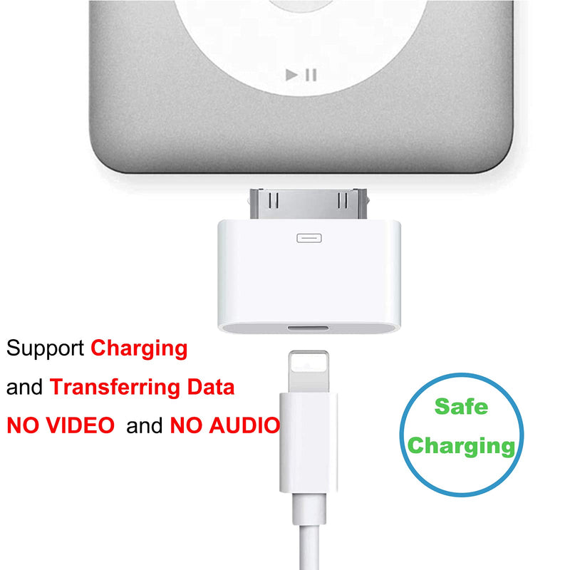 [Australia - AusPower] - rosyclo 30-Pin to Lightning Adapter, MFi Certified 8-Pin Female to 30 Pin Male Dock Connector iPhone Charging Sync Converter Compatible iPhone 4/4s/iPad/iPod Touch White (No Audio) 