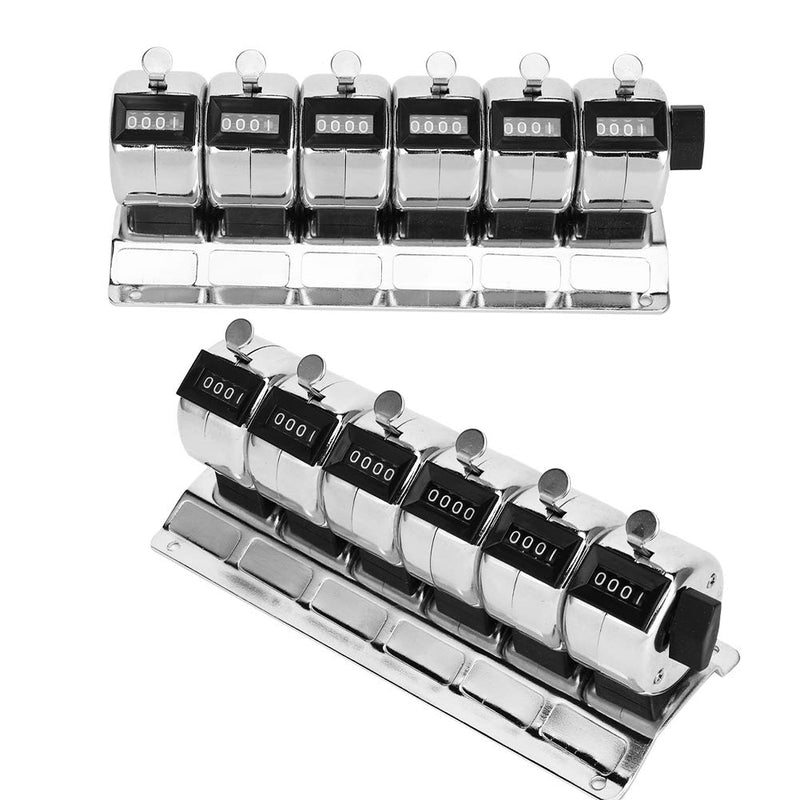 0 to 9999 Manual Tally Counter Metal Mechanical Counter 4Digit Conjoined 6 Units Pitch Click Counter