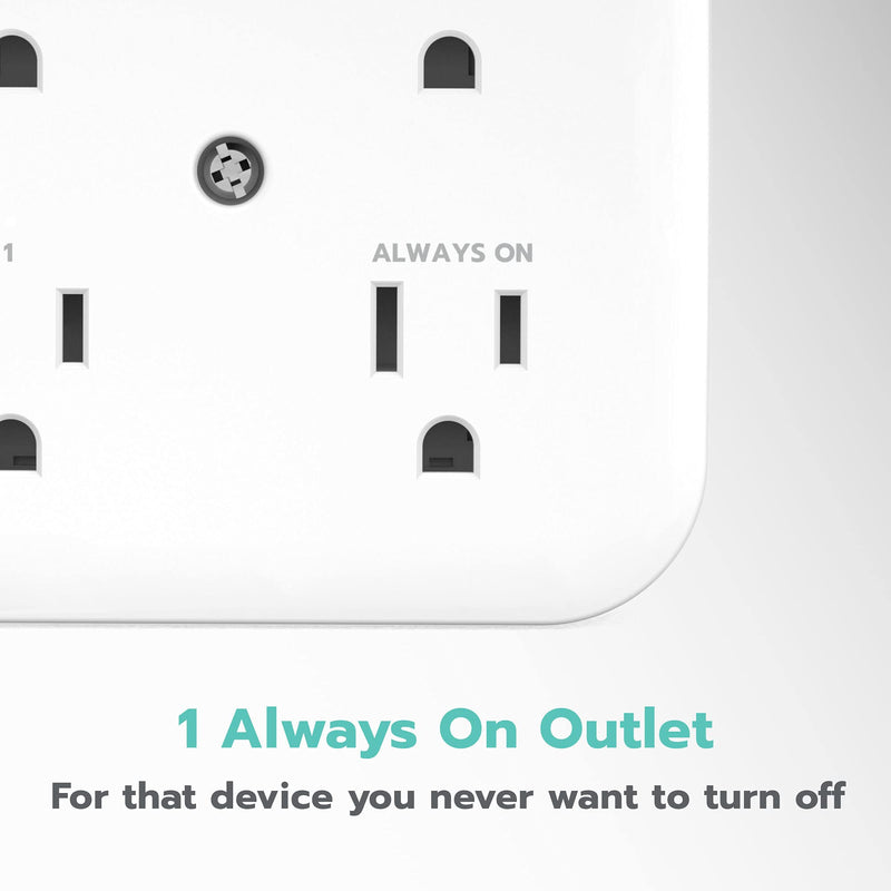 [Australia - AusPower] - KMC Smart Tap Mini 2-Pack, 4-Outlet Wall Mounted Plug Adapter, 3 Independently Controlled Wi-Fi Outlets, Compatible with Alexa & Google Assistant, No Hub Required 2 PACK 