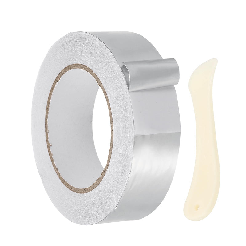 Aluminum Foil Tape (1.6" x 164Feet, 2mil) - Heavy Duty Waterproof Silver Metal Duct Tape High Temperature HVAC Heat Patch with Tool, for Ducting/HVAC/Metal Insulation and Repair 1.6" x 164Feet, 2mil