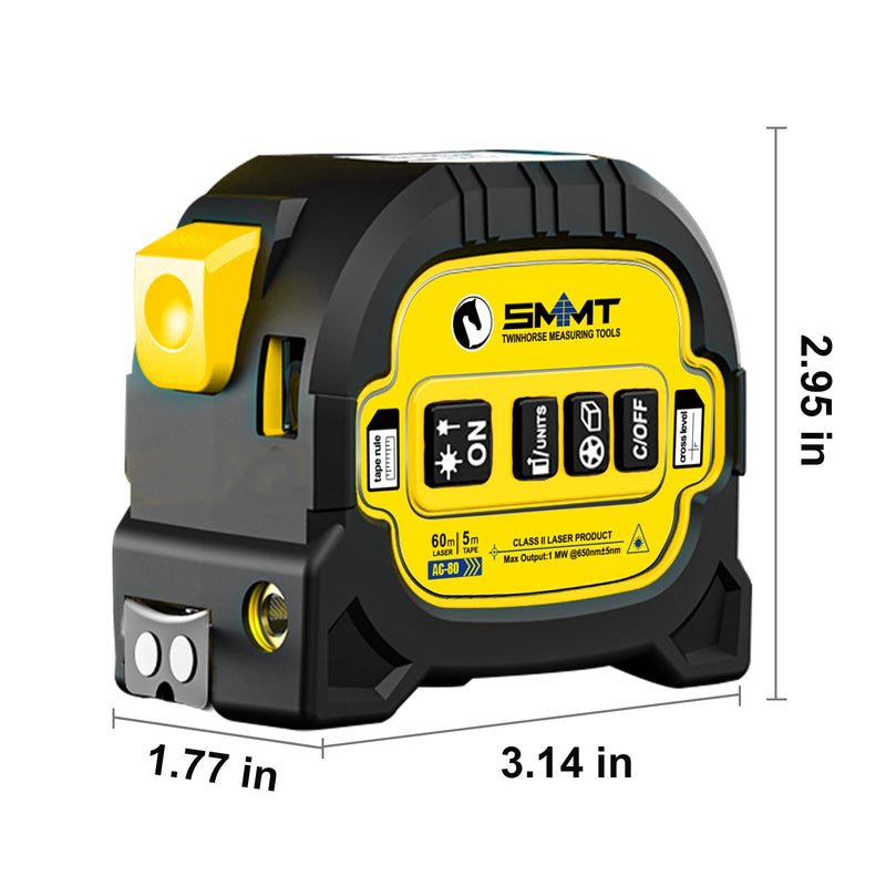 [Australia - AusPower] - 3-in-1 Laser Tape Measure, 196ft Digital rangefinder & 16ft Autolock Tape Measure with Magnet, Laser Measuring Tool with Crosshairs for in/Ft/M Unit, Linear/Area/Volume (Red) Red 