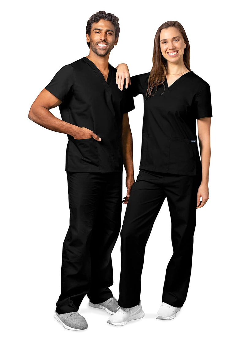 [Australia - AusPower] - Adar Universal Unisex Scrubs - Unisex Drawstring Scrub Set Medium Black 
