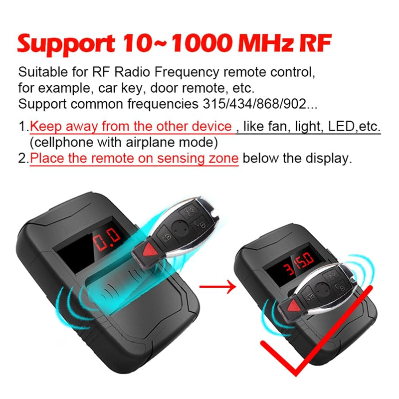 [Australia - AusPower] - Frequency Tester Car Key Fob, WOYO PL001 10MHZ-1000MHZ Automotive Truck Door Remote Control Tester 315/433/868/902 MHZ RF Radio Frequency Digital, IR Infrared Signal TV Remote Detector 