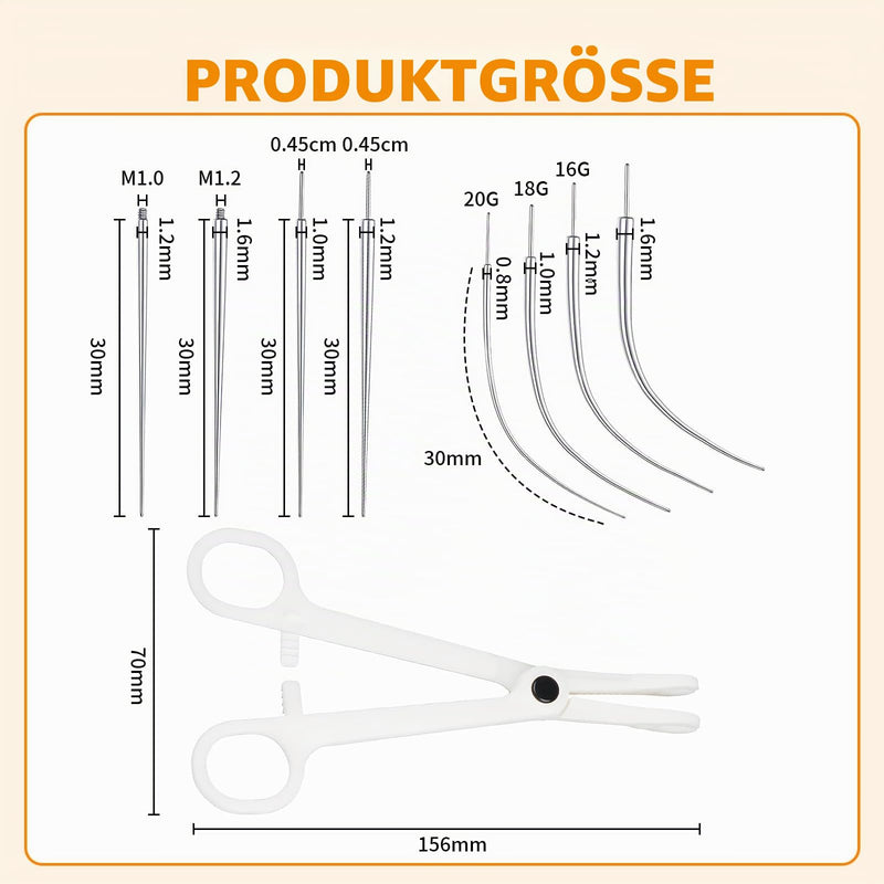 Piercing Insertion Aid Piercing Taper Surgical Steel 14G 16G 18G 20G for Ear / Nose / Lip / Belly / Nipple / Tongue Piercing Sets Tool Body Stretching Assistant Tool with 1 Tweezers