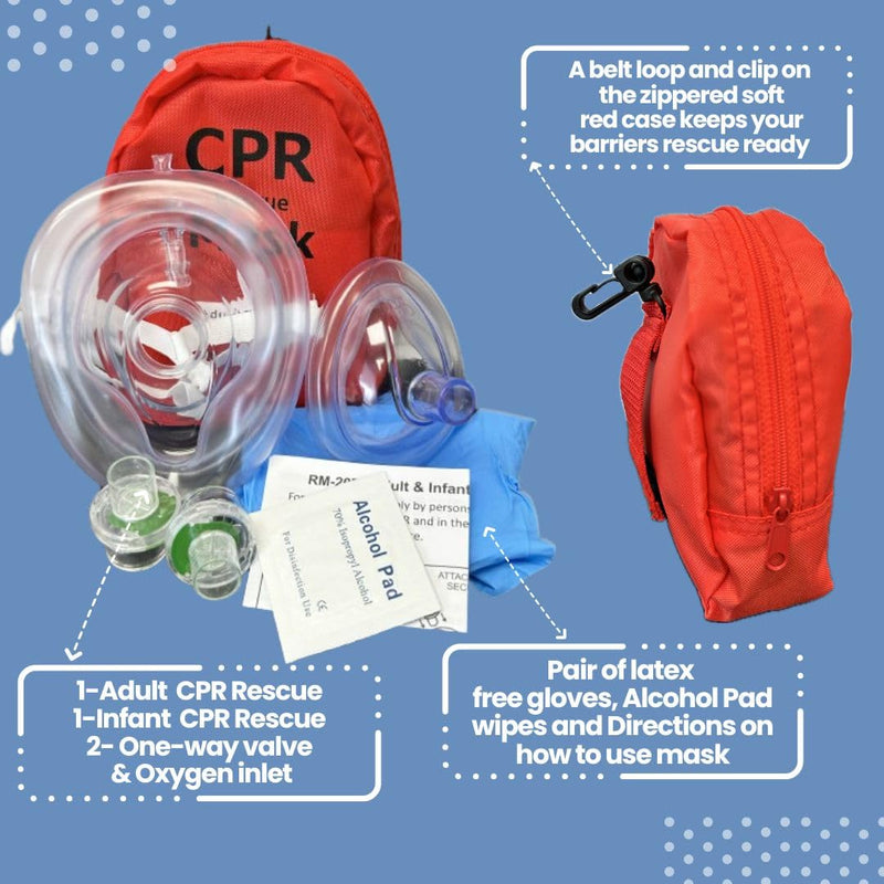 [Australia - AusPower] - MCR Medical Adult/Child & Infant CPR Mask with 2 Valves & CPR Barrier Mask Key Chain 