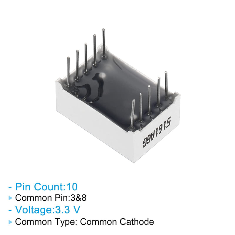 [Australia - AusPower] - PATIKIL LED Display Digital Tube, 10 Pack Common Cathode 7 Segment 10 Pin 1 Bit 3.3V 0.56" Digit Height LED Display Module for Electronic Driver Board, Green 