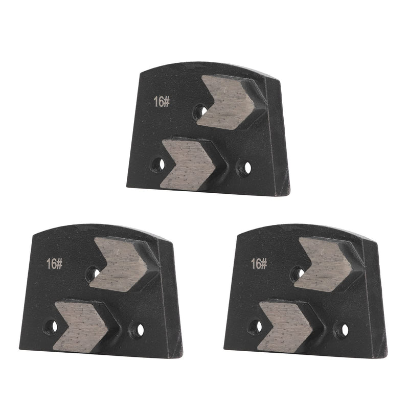 3 x diamond grinding shoe, black trapezoid, 2 arrow teeth polishing pads, 16 grit, high grinding efficiency, low noise, suitable for all concrete grinding machines