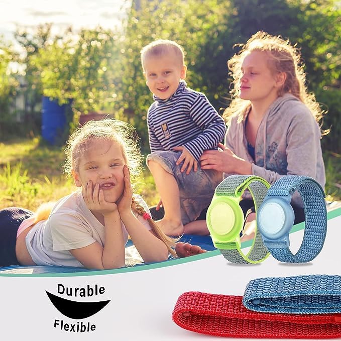 [Australia - AusPower] - Kids Wristband Compatible with Apple AirTag, Protective Case for Air Tag GPS Tracker Holder with Nylon Bracelet, Adjustable Anti Lost Watch Band for Toddler Child Elder(Blue&Green) Blue & Green 
