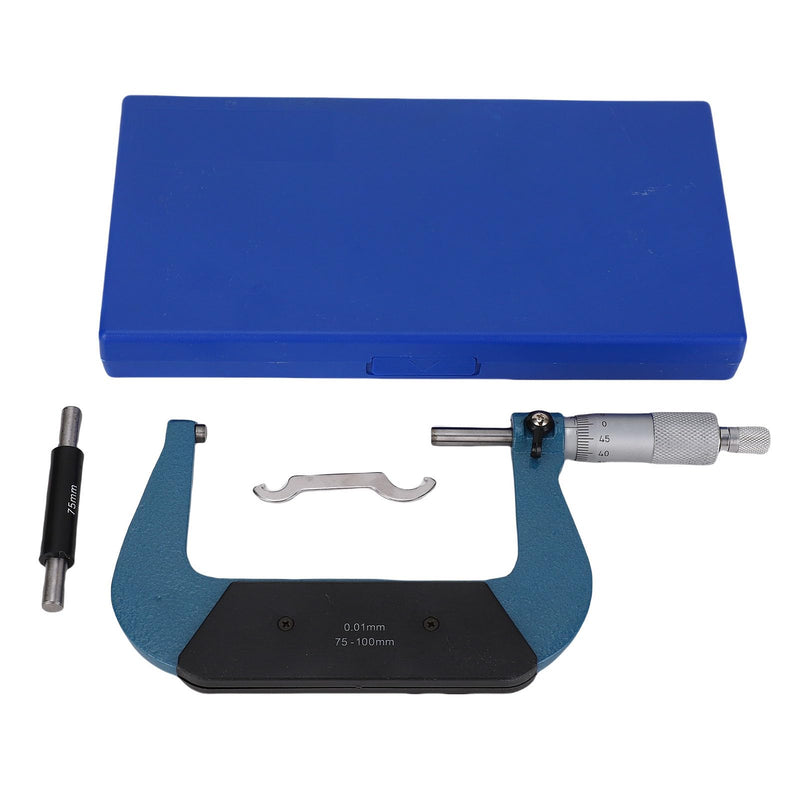 [Australia - AusPower] - Yosoo Health Gear 75 to 100mm Micrometer, Outside Micrometer Set for Length Diameter Measurement, Stainless Steel Micrometer with Tungsten Carbide Faces for Machinist 