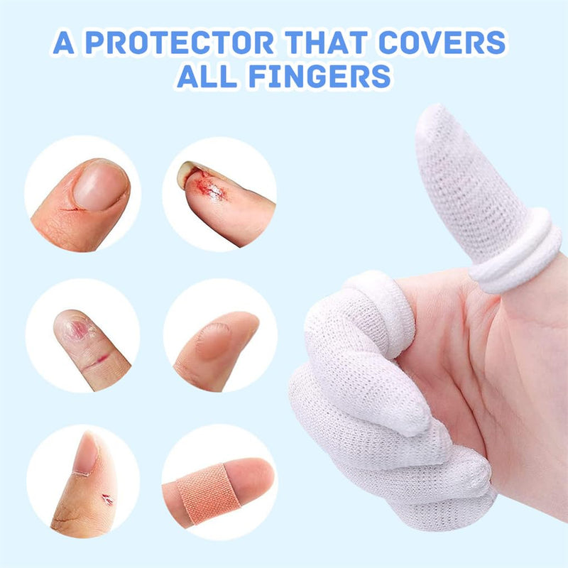 [Australia - AusPower] - Finger Bandages 30pcs Bobs Thumb Bandage Finger Bandage Tubular White Cotton Finger Cots Finger Stall for Work Kitchen Finger Protection 