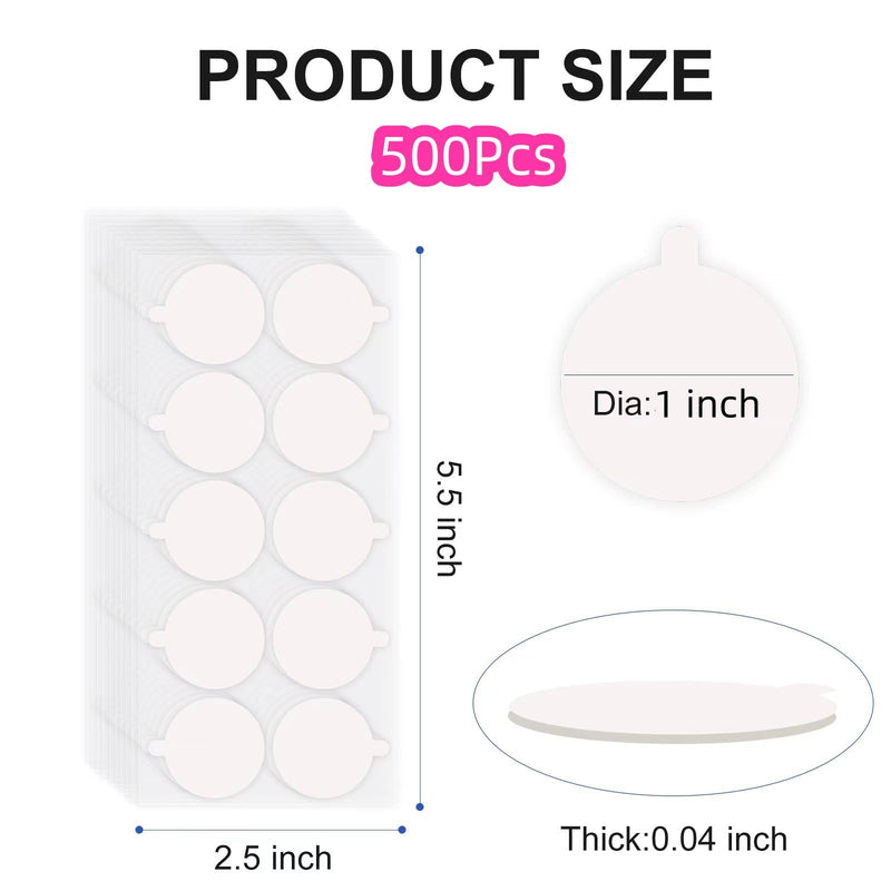 500Pcs Double Sided Tape for Acoustic Foam Panels, Removable Mounting Tape Wall Strong Adhesive Sound proofing Transparent Putty Clear Sticker Heavy Duty 1inch Round 500Pcs Round