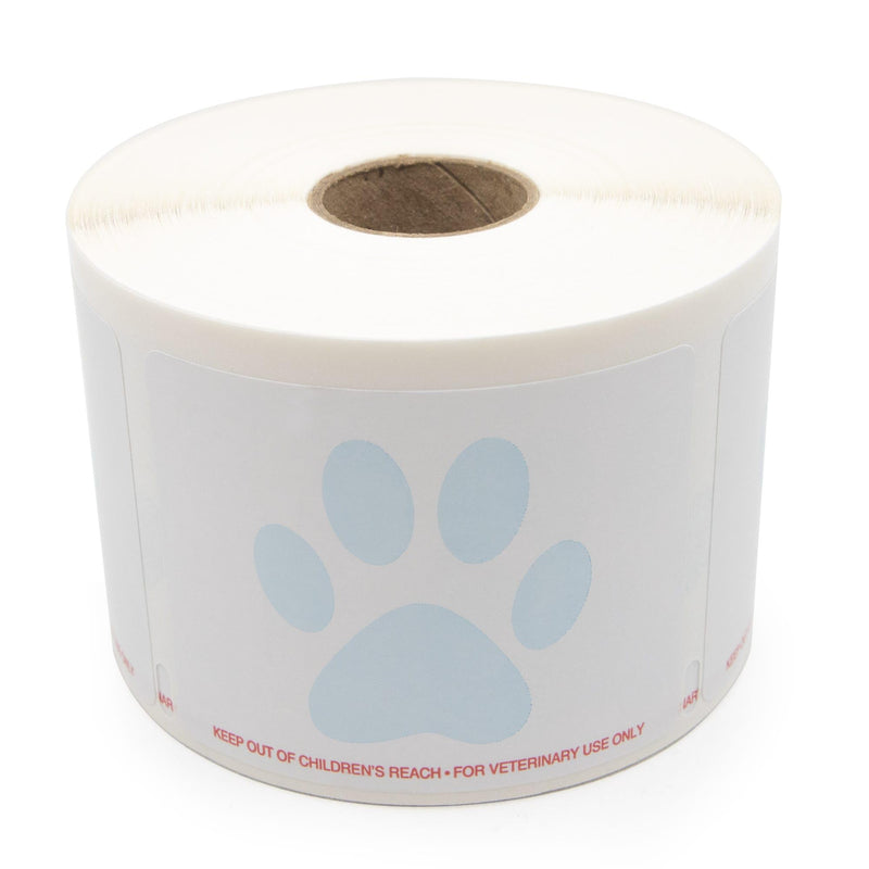 Veterinary Prescription Labels with Paw Print & Warning - 2-1/8" x 2-3/4" | Compatible with Dymo 450 LabelWriters and Earlier Models - “Keep Out of Children's Reach” - Warning, Caution